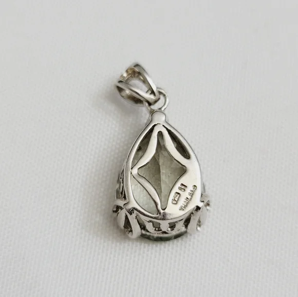Genuine Thailand Green Amethyst 925 Solid Sterling Silver Pendant - Picture 4 of 4
